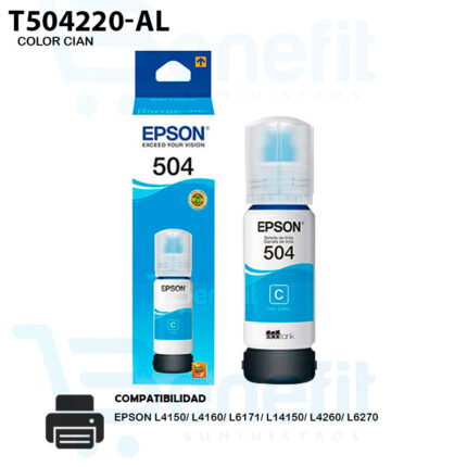 BOTELLA DE TINTA T504 COLOR CIAN T504220-AL