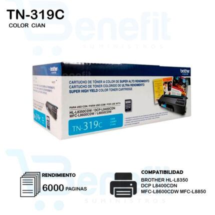 CARTUCHO DE TONER BROTHER TN-319C CIAN 