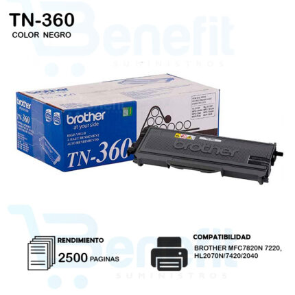 CARTUCHO DE TONER BROTHER TN-360 NEGRO