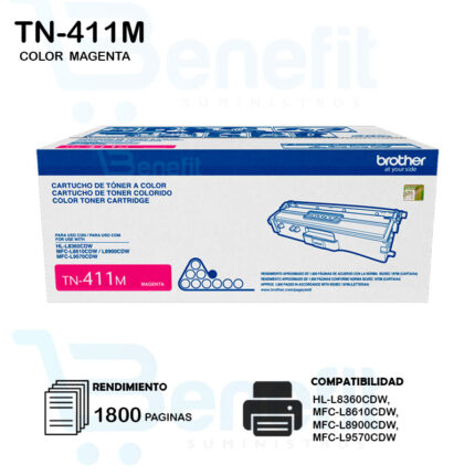 CARTUCHO DE TONER BROTHER TN411M MAGENTA