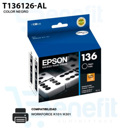 TINTA T136 COLOR NEGRO T136126-AL ORIGINAL 