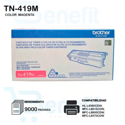 CARTUCHO DE TONER BROTHER  TN419 MAGENTA